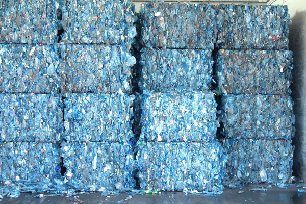 Plastic bottles in landfill
